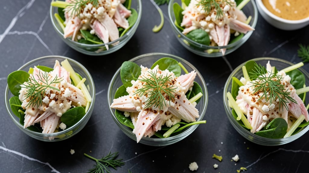 Chicken Salad Cups Recipe: Crisp Celery Crowns and Creamy Herb Cheese Stacks