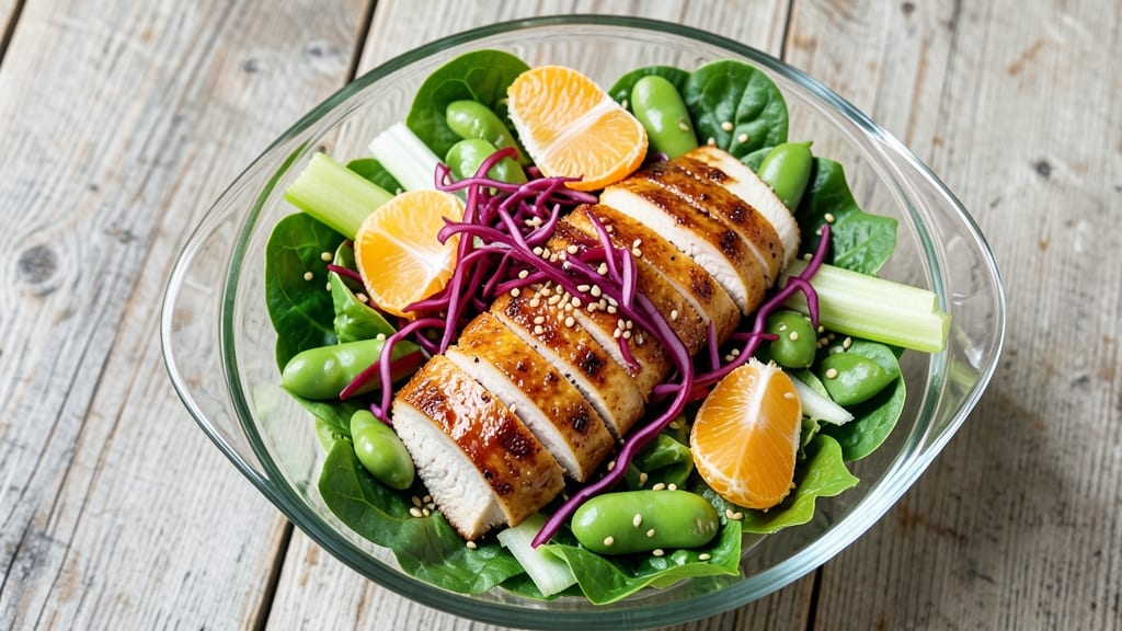 Chinese Chicken Salad Recipe Healthy: Crisp Celery Crowns and Light Sesame-Ginger Dressing