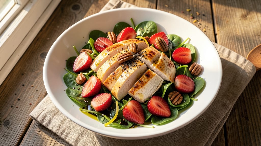 Chicken Strawberry Pecan Salad Recipe: Sweet-Tart Crunch With Creamy Poppy Seed Dressing