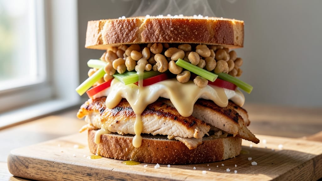 Cashew Chicken Salad Sandwich Recipe: Crisp Celery Crowns and Nutty Cream Cheese Twist