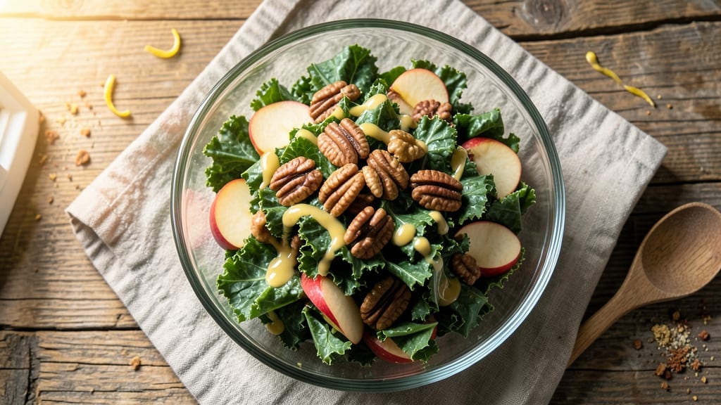 Cold Kale Salad Recipe: Braised Apple and Pecan Crunch for Winter