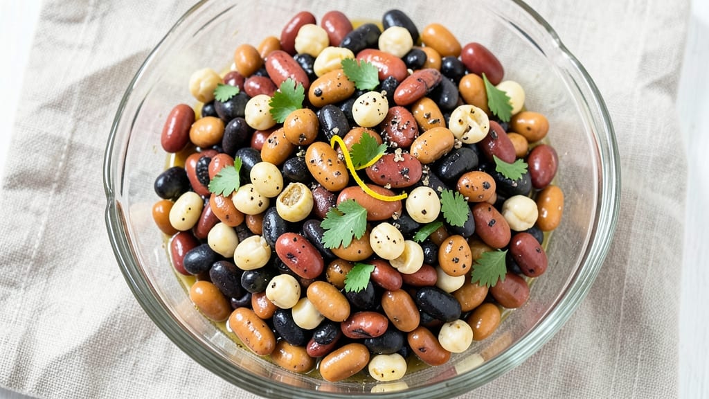 15 Bean Salad Recipe: Festive Layers of Crunch and Sweet-Savory Beans