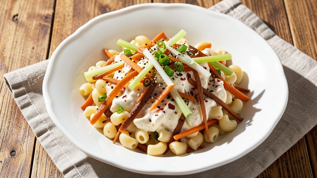 Caro Mi Macaroni Salad Recipe: Celery Crown Crunch and Smoky Chipotle Cream Cheese Fusion