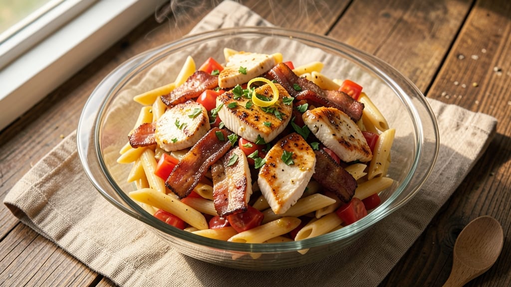 Chicken, Bacon, and Pasta Salad Recipe: Smoky Crispy Bites With Zero Mayo Cling