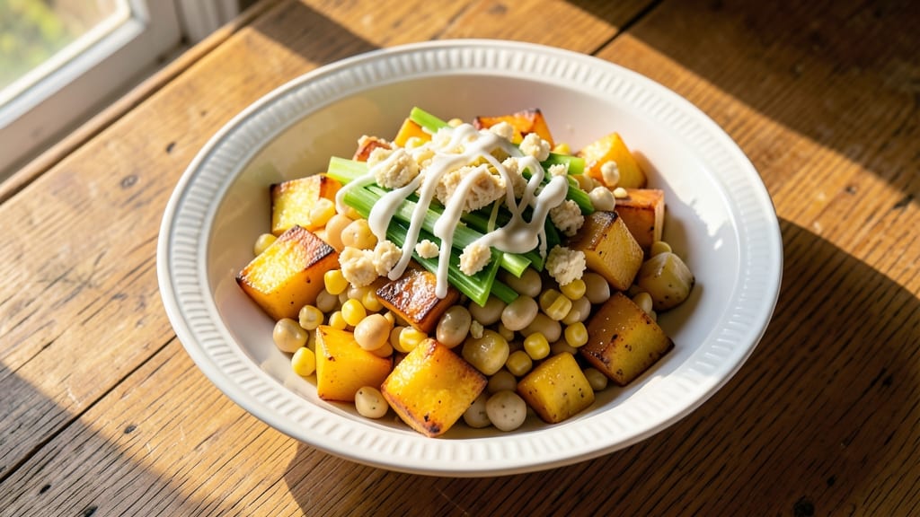 3 Sisters Salad Recipe: Crunchy Celery Crowns and Creamy Herb Cheese Harmony