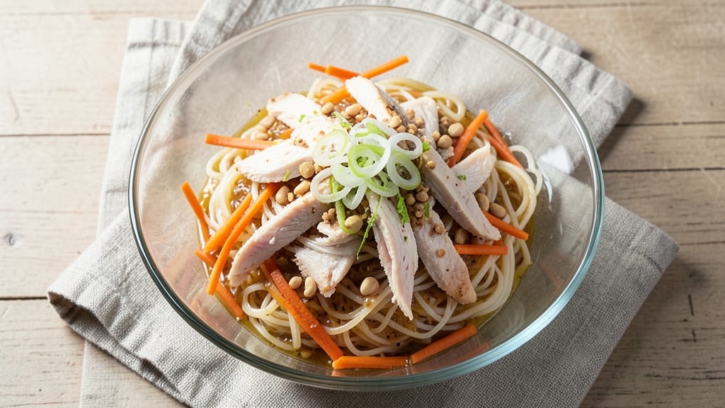 Chrissy Teigen's Chinese Chicken Salad Recipe: Crunchy Rice Noodles and Tangy Peanut-Lime Dressing
