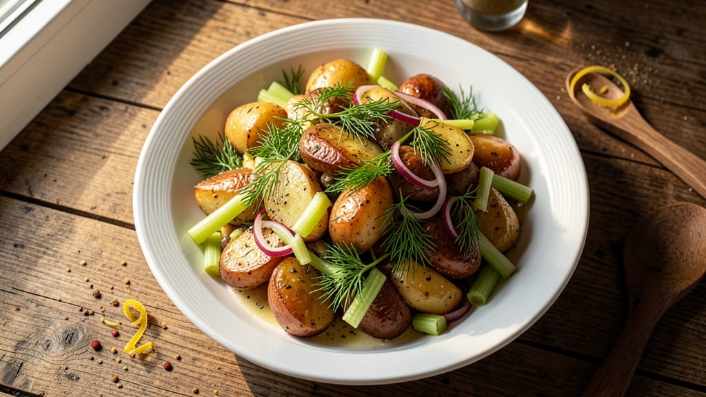 Vegan Dill Potato Salad Recipe: Bright Herb Vinaigrette Keeps Celery Crisp for Days