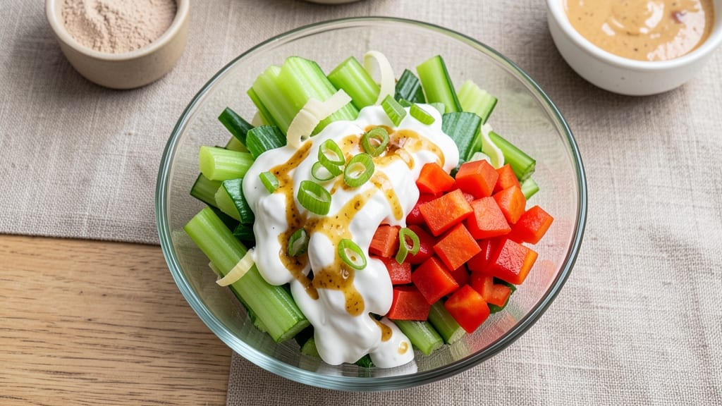 5 Cup Salad Recipe With Sour Cream: Creamy Celery Crown Crunch Without Mayo Cling