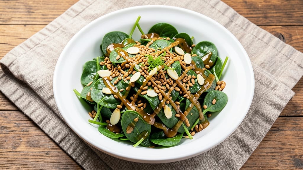 Cha Cha Cha Warm Spinach Salad Recipe: Spicy Lime Vinaigrette and Toasted Pepitas Magic