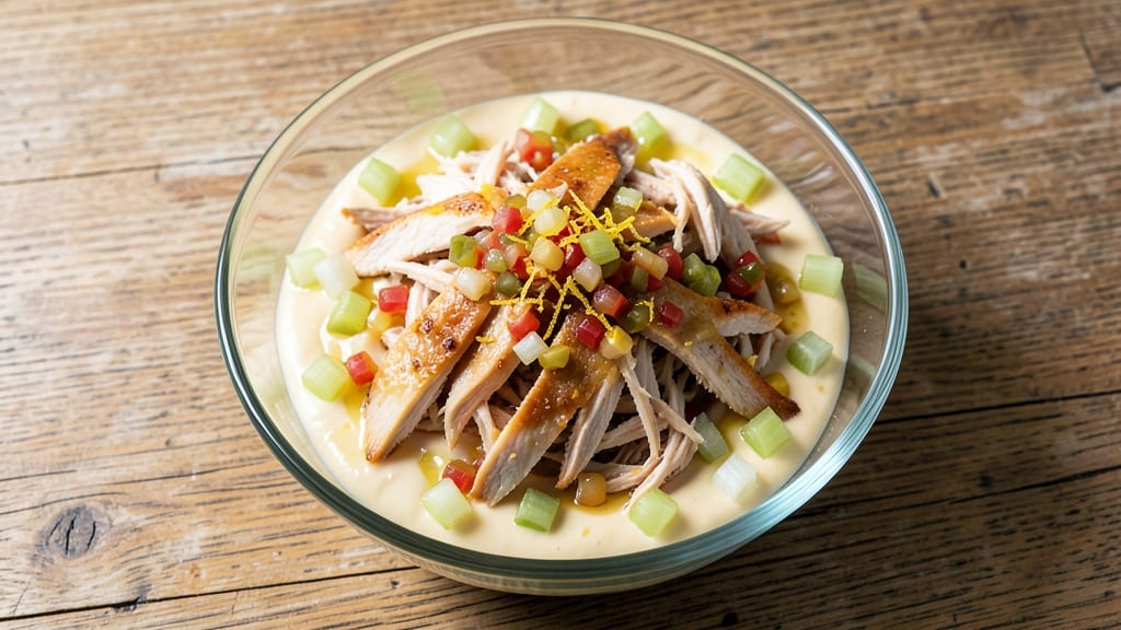 Chicken Salad Recipe With Mayo and Relish: Crunchy Celery Crowns and Zesty Pickle Pop