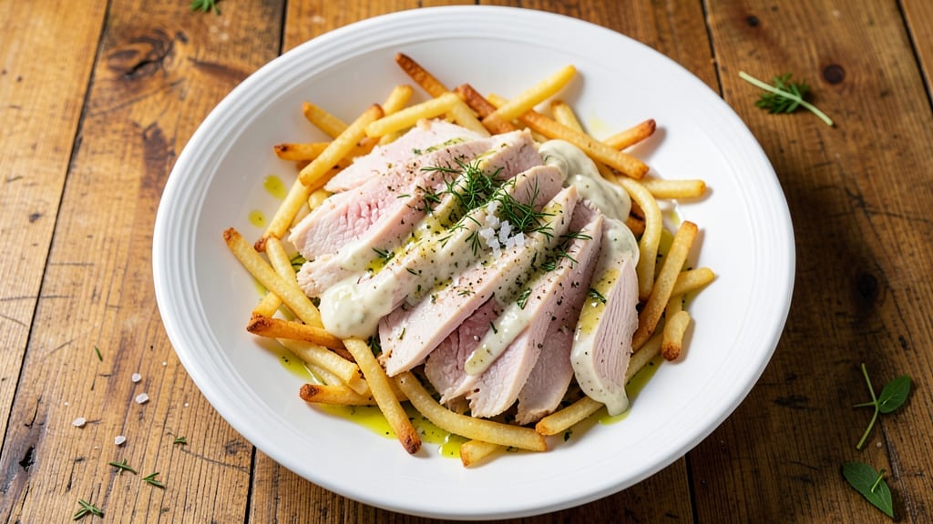 Chicken Salad With Shoestring Potatoes Recipe: Crispy Potato Bites and Juicy Chicken Harmony