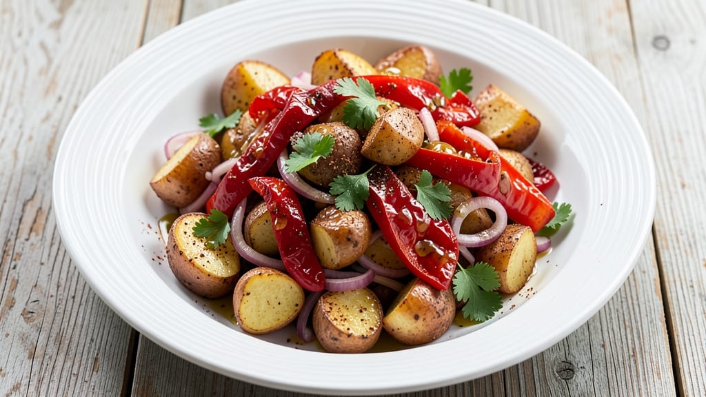 Sweet Peppers and Deli Potato Salad Recipe: Charred Bell Pepper Pop and Smoky Paprika Twist