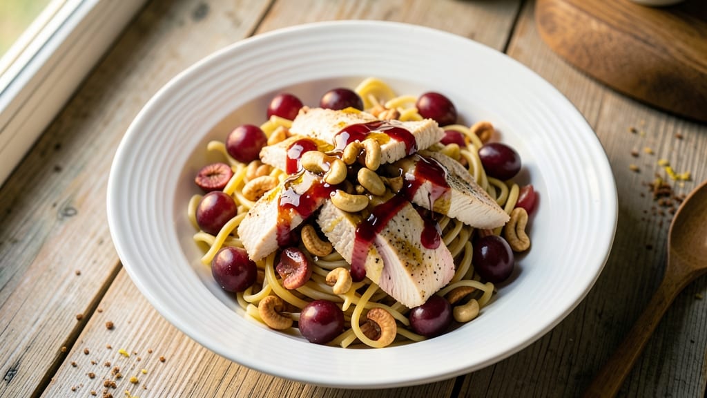Chicken Cashew Grape Pasta Salad Recipe: Crunchy Nutty Sweetness in Every Bite
