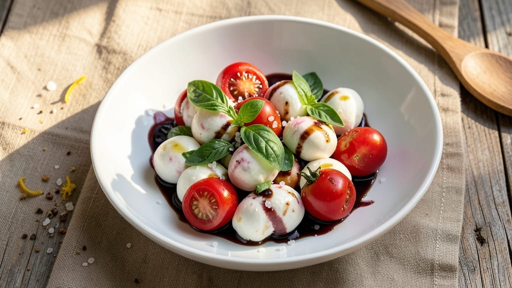 Caprese Salad Recipe With Grape Tomatoes: Fresh Basil and Bursting Cherry Tomatoes