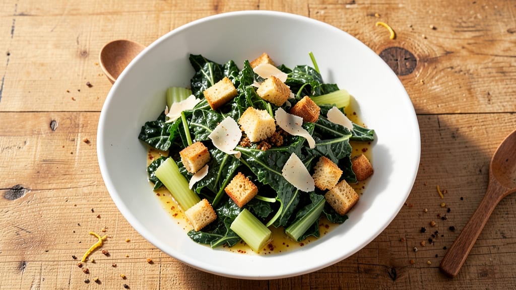 America's Test Kitchen Kale Caesar Salad Recipe: Crisp Celery Crowns and Creamy Herb Cheese Without Mayo Cling