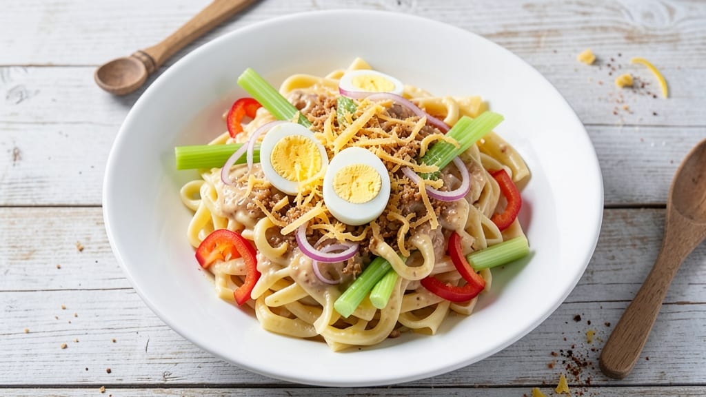 Cheddar Pasta Salad Recipe: Sharp Cheese and Crunchy Celery Harmony