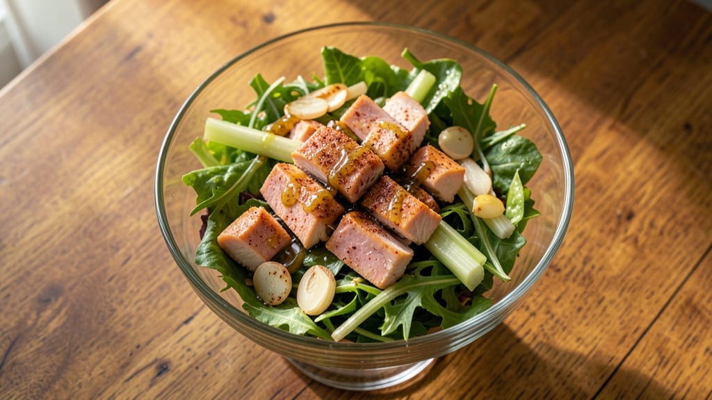 Wolfgang Puck's Chinois Chicken Salad Recipe: Crispy Celery Crowns and Smoky Herb Dressing Fusion
