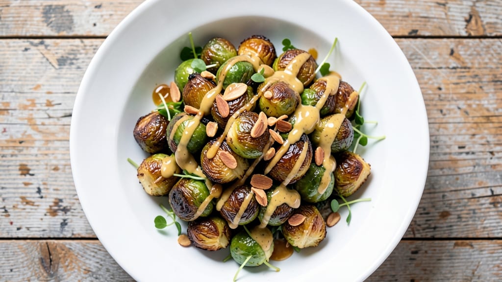 Vegan Brussel Sprouts Salad Recipe: Crispy Roasted Bites with Nutty Tahini Dressing