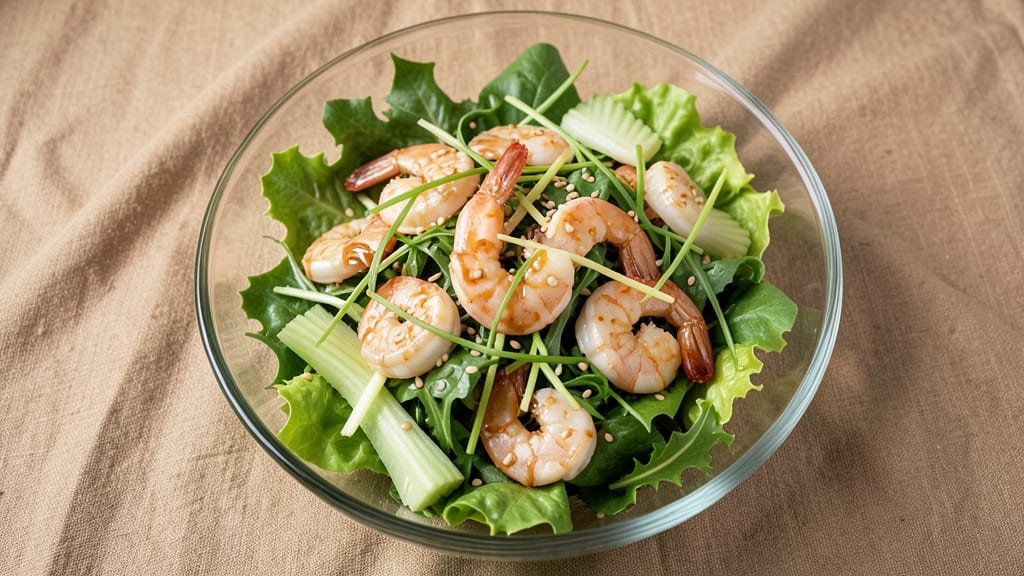 Chinese Shrimp Salad Recipe: Crisp Celery Crowns and Spicy Sesame Dressing Fusion