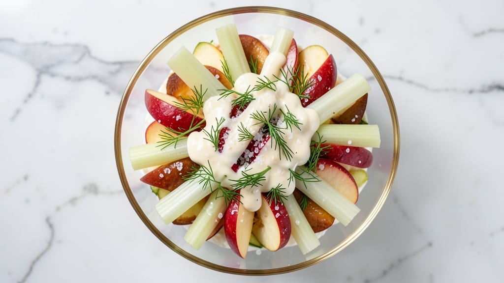 5 Star Waldorf Salad Recipe: Celery Crowns Stay Crunchy With Creamy Herb Dressing
