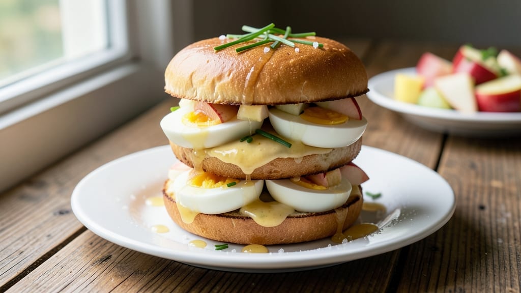 Sweet Egg Salad Sandwich Recipe: Tart Apple and Honey Crunch Without Mayo Cling