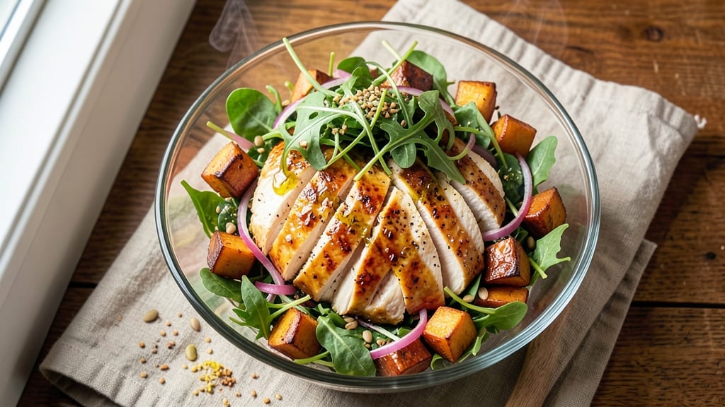 Chicken Sweet Potato Salad Recipe: Roasted Sweet Potatoes and Juicy Chicken in One Bowl