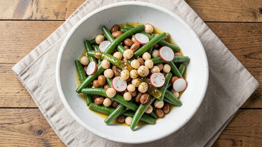 3 Bean Salad Recipe with Fresh Green Beans: Crunchy Stems and Bright Herbal Vinaigrette