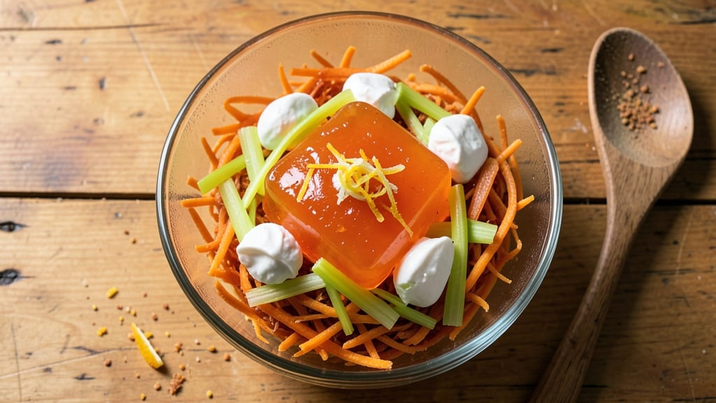 Carrot Celery Jello Salad Recipe: Retro Crunch With Creamy Cheese Twist