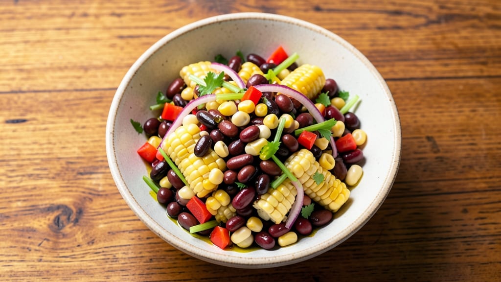 3 Bean Salad With Corn Recipe: Sweet Corn and Tri-Color Bean Harmony