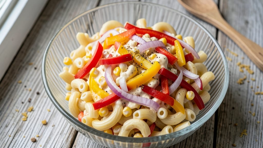 Cold Macaroni Salad Recipe With Mayo: Al Dente Noodles Stay Chewy All Day