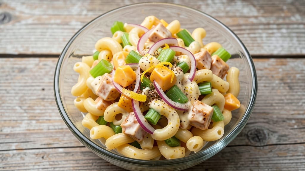 Cheddar Macaroni Salad Recipe: Sharp Cheese and Celery Crunch Without Mayo Cling