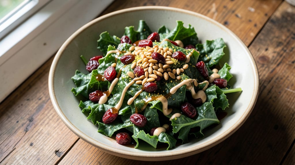 Central Market Kale, Cranberry, and Pepita Salad Recipe: Crunchy Nut Topping and Tart-Sweet Balance