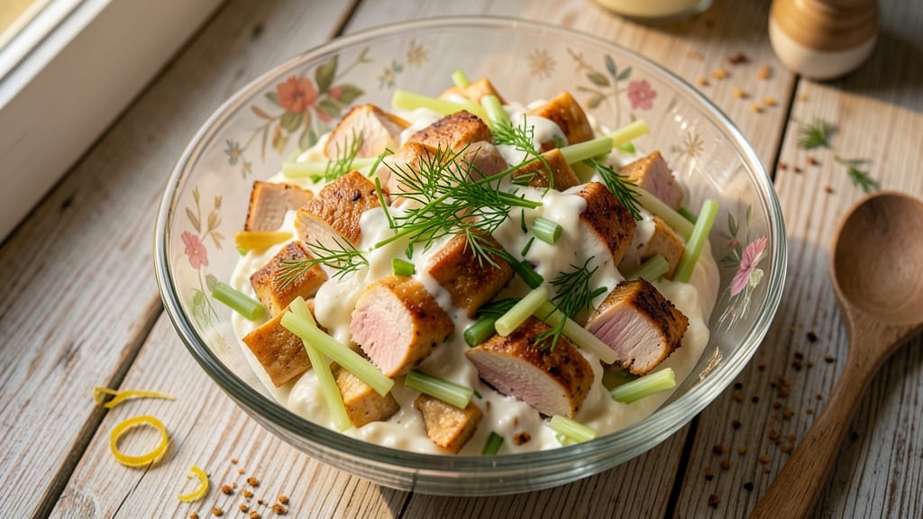Classic Southern Chicken Salad Recipe: Herb-Infused Cream Cheese Base With Crunchy Celery Stems
