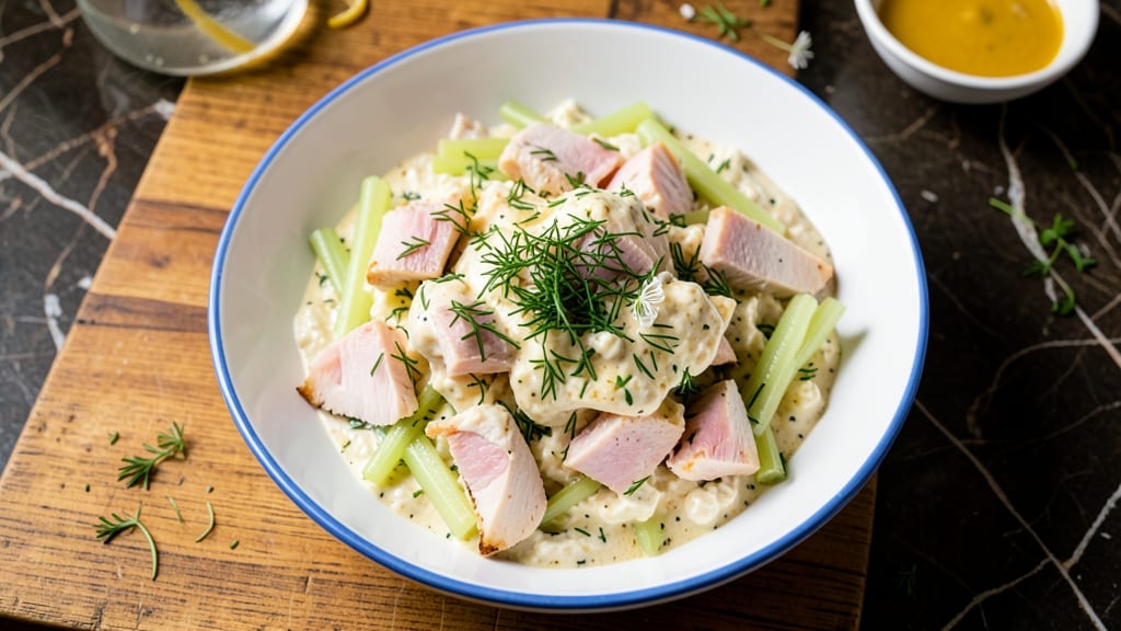 Comfort Cuisine Cape Cod Chicken Salad Recipe: Herb-Infused Cream Cheese Base Without Mayo Cling