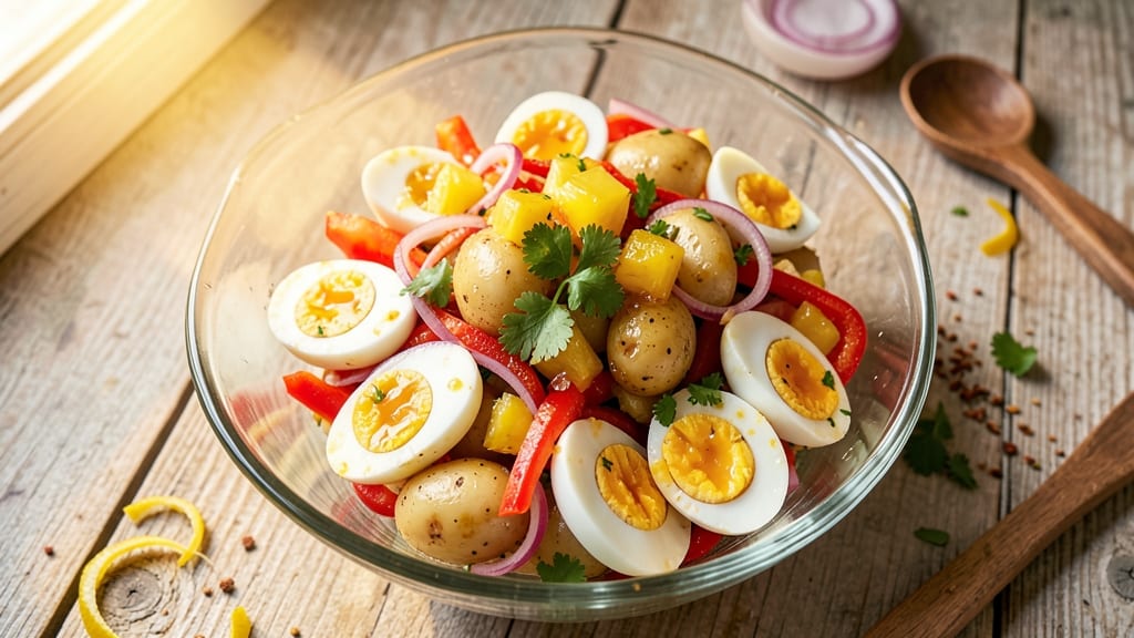 Caribbean Style Potato Salad Recipe: Jerk-Spiced Crunch With Pineapple Heat