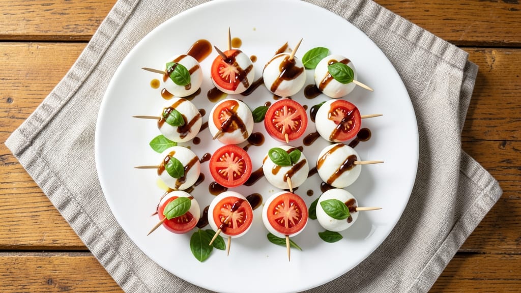 Caprese Salad Bites Appetizer Recipe: Fresh Mozzarella, Tomato, and Basil Skewers