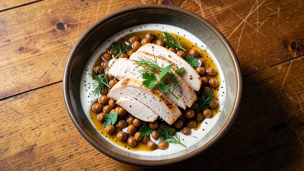 Chicken Salad Chick Soup Recipe: Crunchy Chickpeas and Herb Cream Fusion