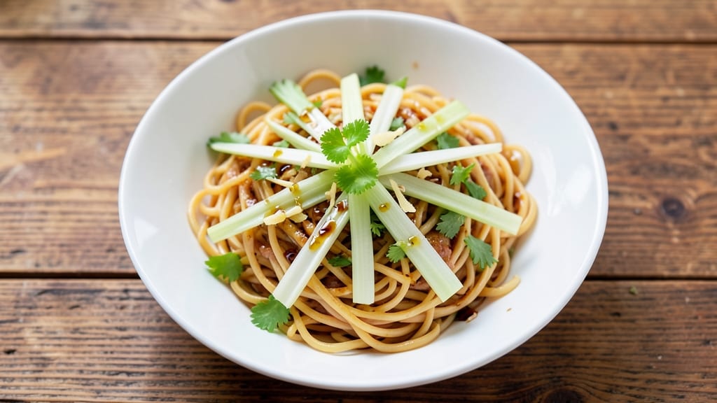 Chow Mein Noodle Salad Recipe: Crisp Celery Crowns and Smoky Sesame Dressing Twist