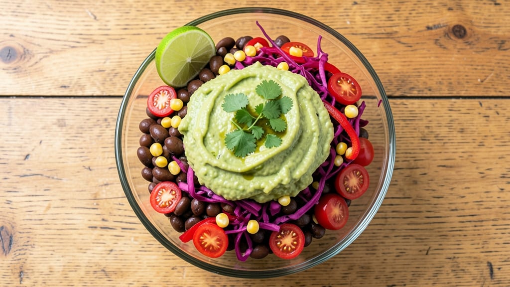 Vegan Taco Salad Recipe Healthy: Crunchy Black Bean and Avocado Power Bowl